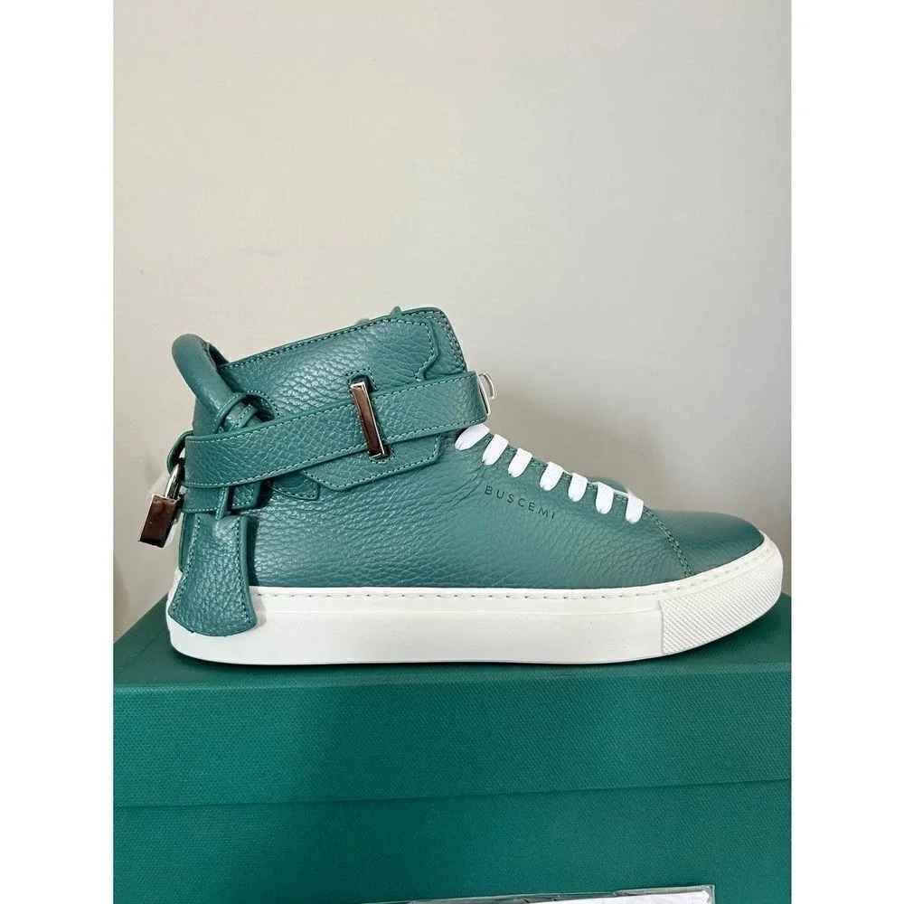 BUSCEMI Mid Sneaker, Women's Italian Leather Hightop , Size 38 (Euro) Petrol NWT - Picture 14 of 16